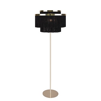 Elegancka lampa podłogowa Frans frędzle czarna